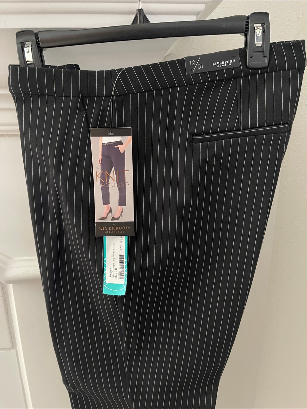 Liverpool Women's Black Pinstripe Knit Trousers